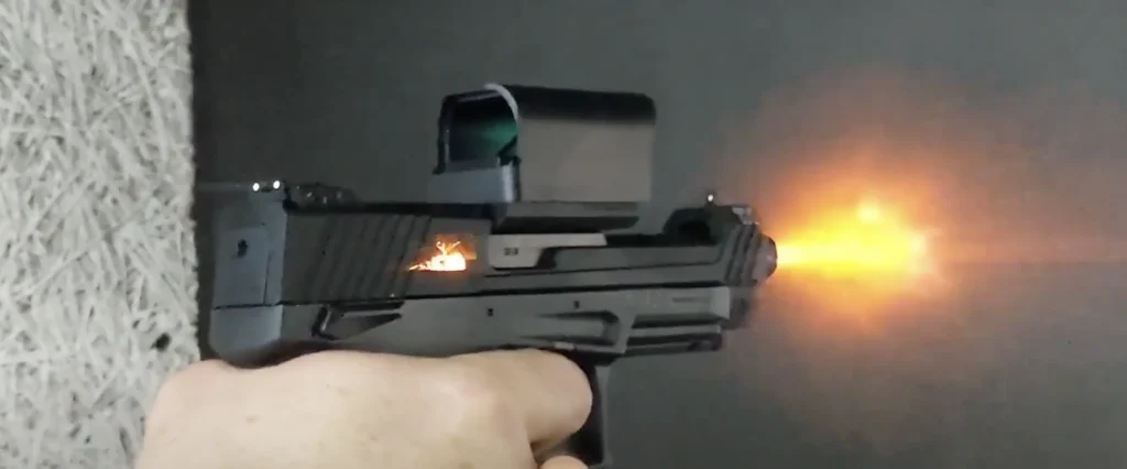 The TX22 Barely recoils and the Red Dot doesn't move since it isn't fixed to the slide
